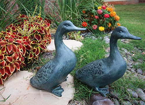 Ebros Gift Ebros Gift Large Verdi Green Aluminum Two Lover Pond Ducks Garden Statue Set