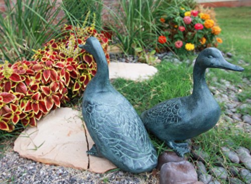 Ebros Gift Ebros Gift Large Verdi Green Aluminum Two Lover Pond Ducks Garden Statue Set
