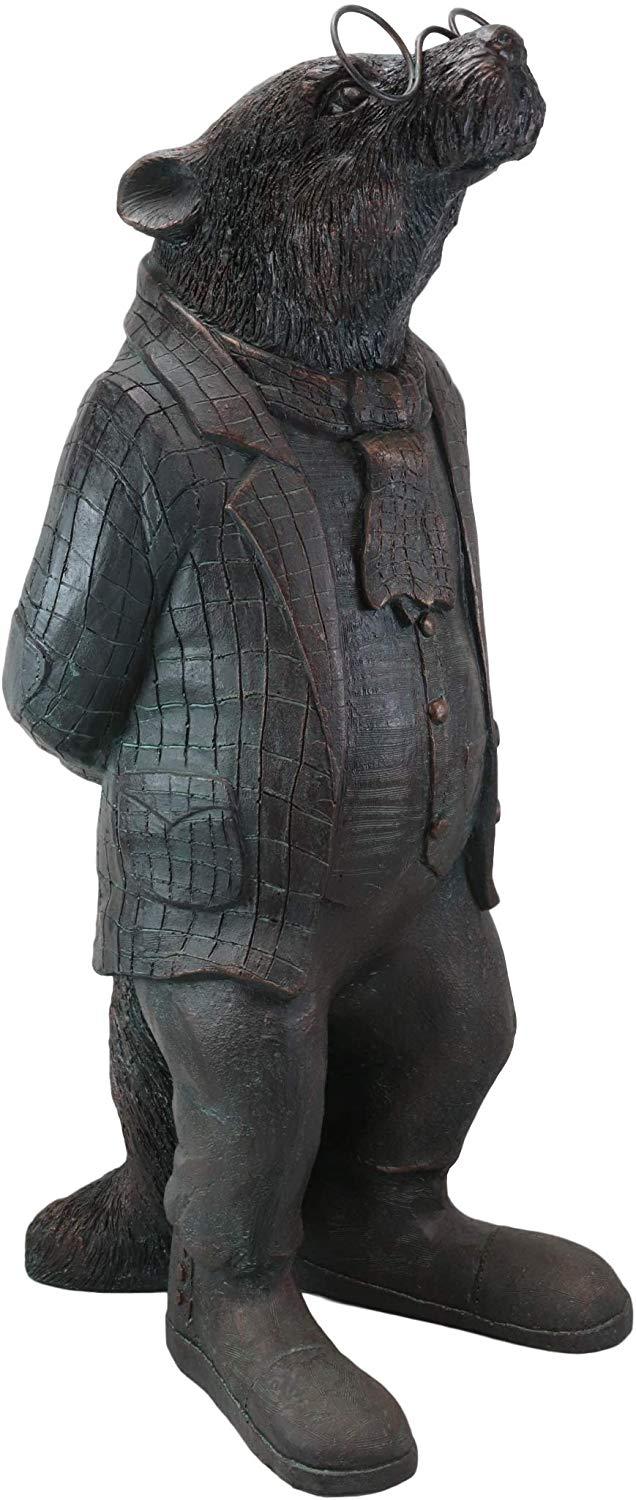 Ebros Gift Ebros Gift Large Whimsical Genius Professor Einstein Mole With Glasses Garden Statue 26.25" Tall Resin In Aged Bronze Finish Rustic Fairy Tale Moles Patio Pool Lawn Outdoors Decorative Sculpture