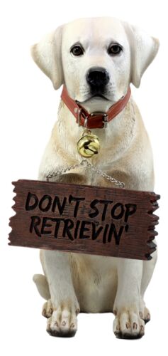 Ebros Gift Ebros Gift Lifelike Pet Pal Labrador Retriever Statue 13.25" H Golden Retriever Dog With Jingle Collar And Greeting Sign As Patio Welcome Home Decor Sculpture (Yellow)
