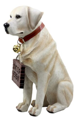 Ebros Gift Ebros Gift Lifelike Pet Pal Labrador Retriever Statue 13.25" H Golden Retriever Dog With Jingle Collar And Greeting Sign As Patio Welcome Home Decor Sculpture (Yellow)