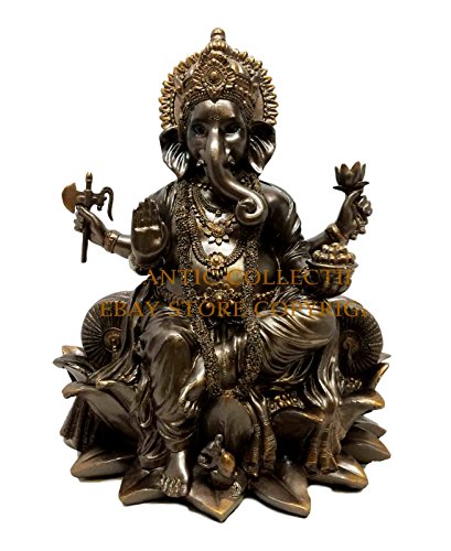 ebros gift Ebros Gift Lord Ganesha Elephant God Seated on Lotus Throne Decorative Figurine
