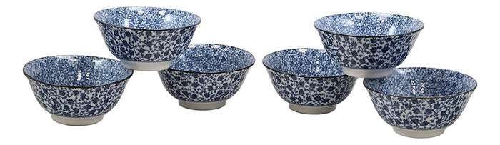 Ebros Gift Ebros Gift Made In Japan 6"Diameter 16oz Ramen Soup Rice Pasta Salad Cereal Appetizer Bowls Set Of 6 Kitchen Dining Japanese Restaurant Supply Decorative Bowl Designs (Botanic Floral Vines)