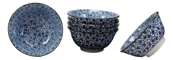Ebros Gift Ebros Gift Made In Japan 6"Diameter 16oz Ramen Soup Rice Pasta Salad Cereal Appetizer Bowls Set Of 6 Kitchen Dining Japanese Restaurant Supply Decorative Bowl Designs (Botanic Floral Vines)