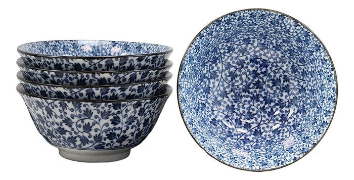 ebros gift Ebros Gift Made In Japan 6"Diameter 16oz Ramen Soup Rice Pasta Salad Cereal Appetizer Bowls Set of 6 Kitchen Dining Japanese Restaurant Supply Decorative Bowl Designs (Botanic Floral Vines)