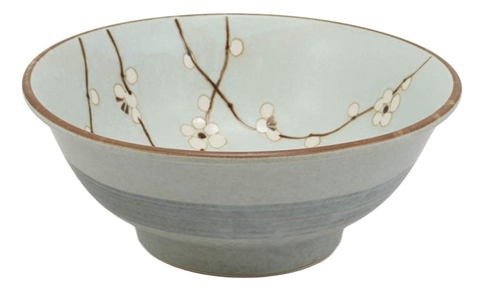 Ebros Gift Ebros Gift Made In Japan 8.5" Dia Light Blue Plum Set Of 4 Bowls With Sakura Cherry Blossoms Design 42 Oz Ramen Pho Noodles Soup Serving Bowl Kitchen Dining