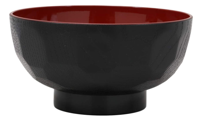 Ebros Gift Ebros Gift Made In Japan Traditional Small Black Red Lacquer Copolymer Plastic Bowl For Rice Salad Miso Soup 4.5"Dia 6oz Japanese Restaurant Supply Bowls Home Kitchen (Dotted Ridged Pattern 6)