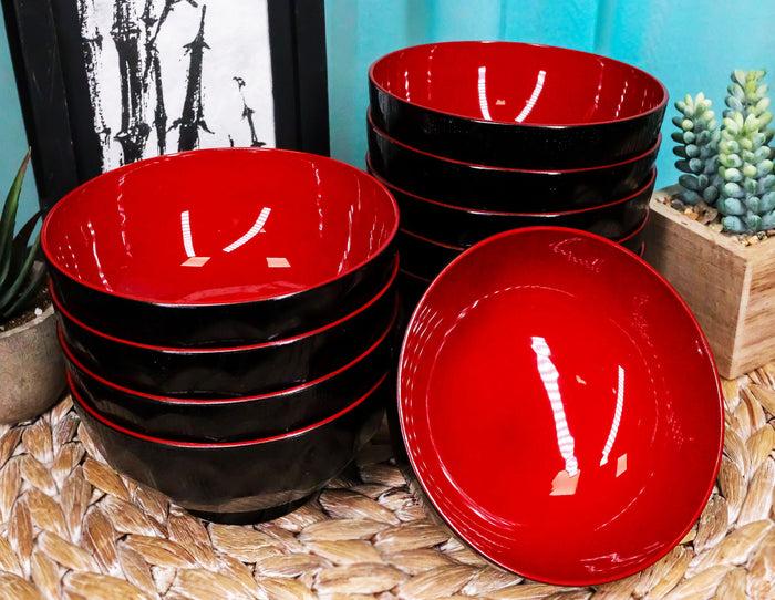 ebros gift Ebros Gift Made In Japan Traditional Small Black Red Lacquer Copolymer Plastic Bowl For Rice Salad Miso Soup 4.5"Dia 6oz Japanese Restaurant Supply Bowls Home Kitchen (Dotted Ridged Pattern 6)