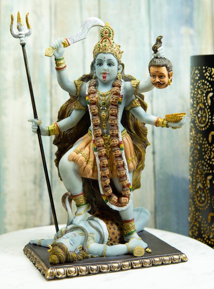ebros gift Ebros Gift Mahavidya Devi Kali Holding Severed Head Of The Ego Figurine 9"Tall In Vivid Colors Hindu Goddess Of Time And Death Eastern Enlightenment Altar Decor