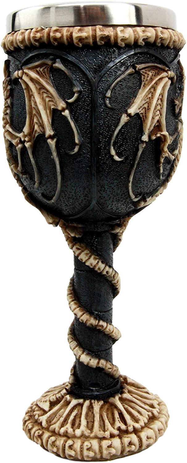 Ebros Gift Ebros Gift Medieval Flying Dragon Skeleton Fossil Ossuary Goblet Wine Chalice