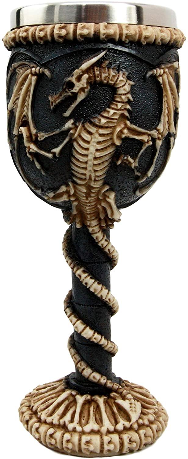 Ebros Gift Ebros Gift Medieval Flying Dragon Skeleton Fossil Ossuary Goblet Wine Chalice