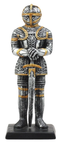 ebros gift Ebros Gift Medieval Spanish Knight Dollhouse Miniature Figurine 4" H Suit of Armor Long Swordsman Sculpture Decor