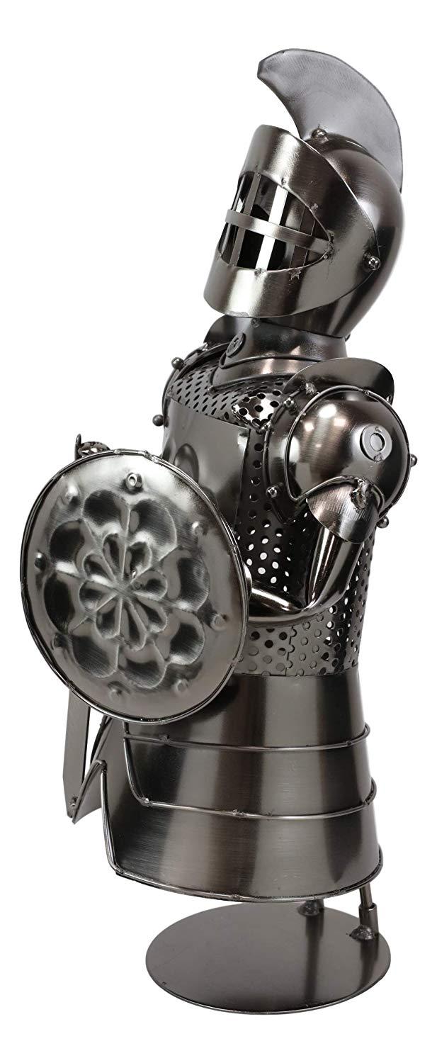 Ebros Gift Ebros Gift Medieval Suit Of Armor Spartan Mohawk Knight With Sword And Shield Hand Sculpted Steel Metal Wine Bottle Holder Caddy Decor