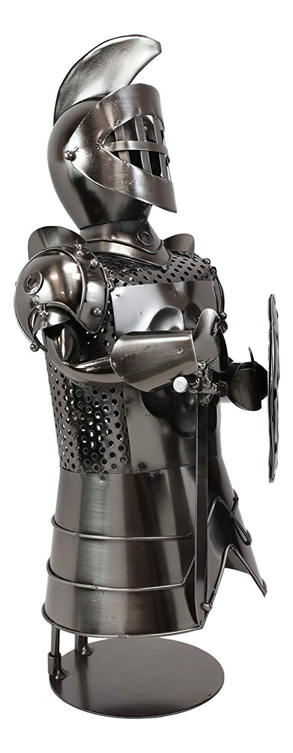 Ebros Gift Ebros Gift Medieval Suit Of Armor Spartan Mohawk Knight With Sword And Shield Hand Sculpted Steel Metal Wine Bottle Holder Caddy Decor