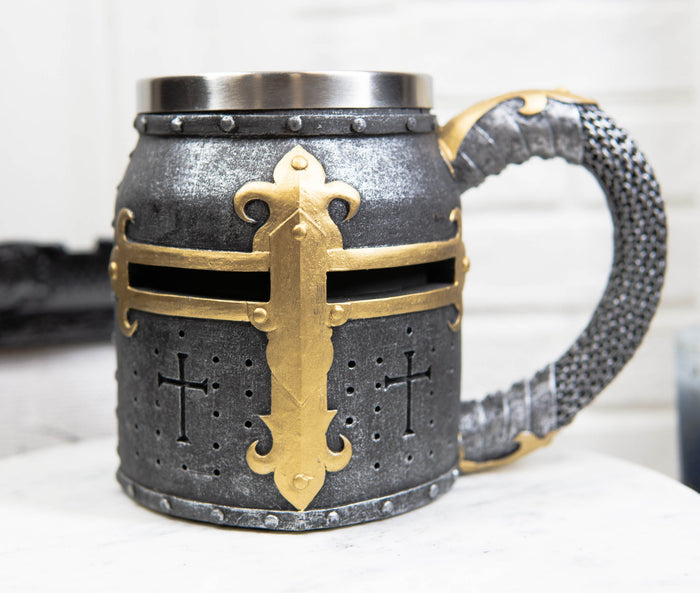 ebros gift Ebros Gift Medieval Templar Crusader Knight Suit of Armor Helmet Beer Stein Tankard Coffee Cup Mug