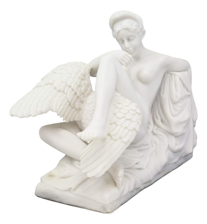 Ebros Gift Ebros Gift Michelangelo Museum Masterpiece Greek Mythology Leda And The Swan Statue 9.25" Long Zeus Seducing The Wife Of King Tyndareus White Resin Figurine