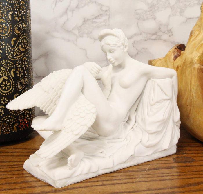 Ebros Gift Ebros Gift Michelangelo Museum Masterpiece Greek Mythology Leda And The Swan Statue 9.25" Long Zeus Seducing The Wife Of King Tyndareus White Resin Figurine