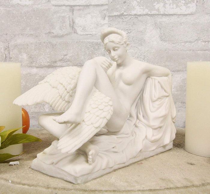 ebros gift Ebros Gift Michelangelo Museum Masterpiece Greek Mythology Leda and The Swan Statue 9.25" Long Zeus Seducing The Wife of King Tyndareus White Resin Figurine