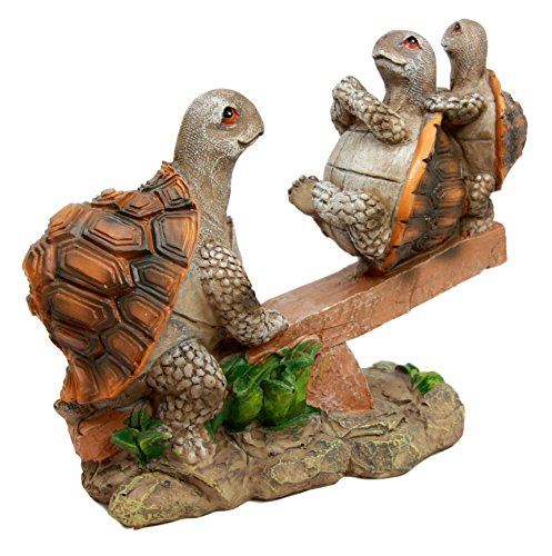 Ebros Gift Ebros Gift Mother Turtle Playing With Her Babies On Forest Seesaw Decorative Figurine 6.5" H Animal Reptile Decor Of Tortoises Turtles Hatchlings Terrapins Wildlife Whimsical Sculpture