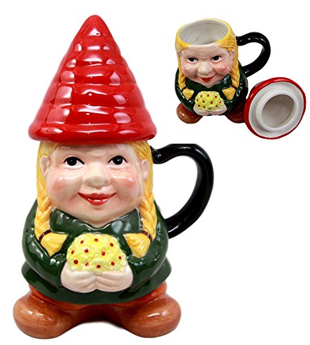 ebros gift Ebros Gift Mrs Gnome With Sunflowers Lidded Ceramic Mug Coffee Cup Home Figurine