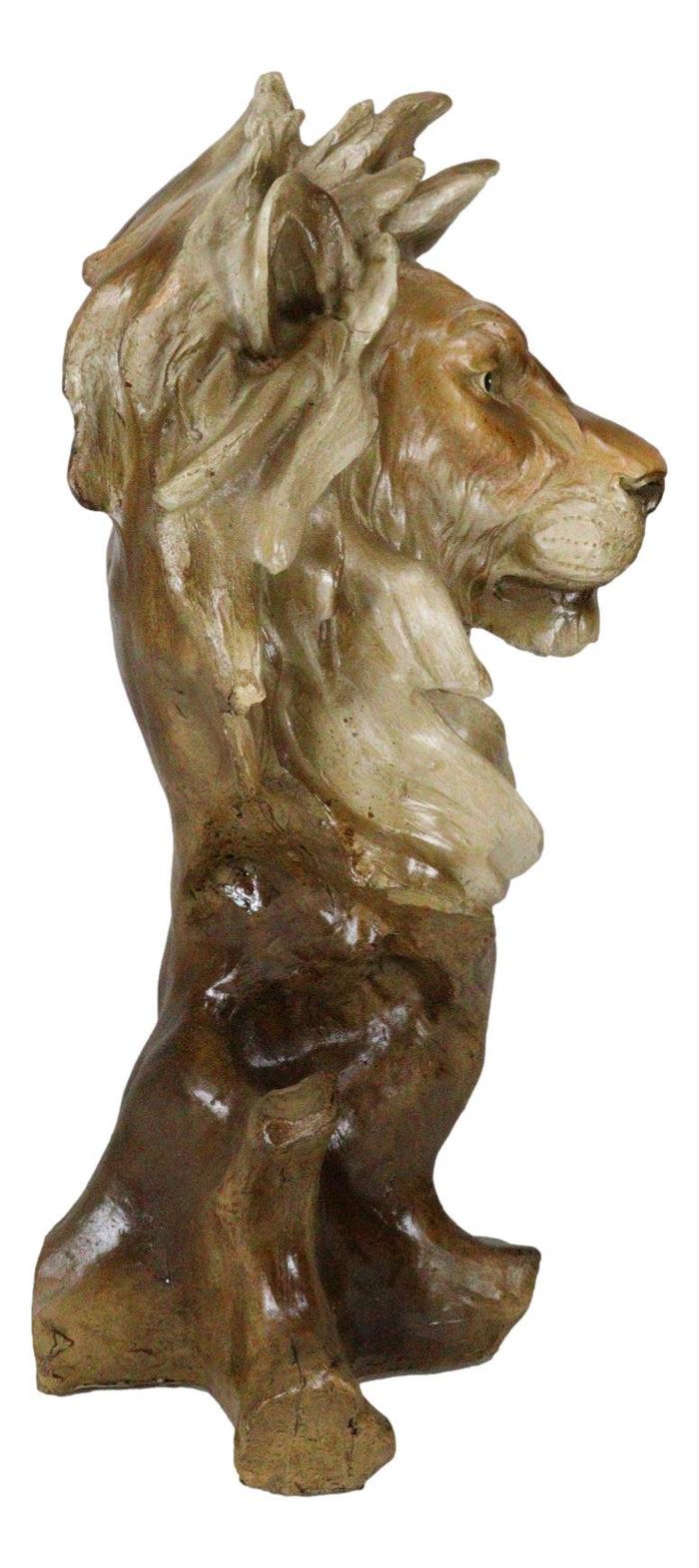 Ebros Gift Ebros Gift Mufasa The Wise Lion King Of The Jungle Bust Decorative Figurine 11.25" H Resin In Faux Wood Finish Animal Decor Safari Lions Giant Cats Pride Rock Sculpture Statue