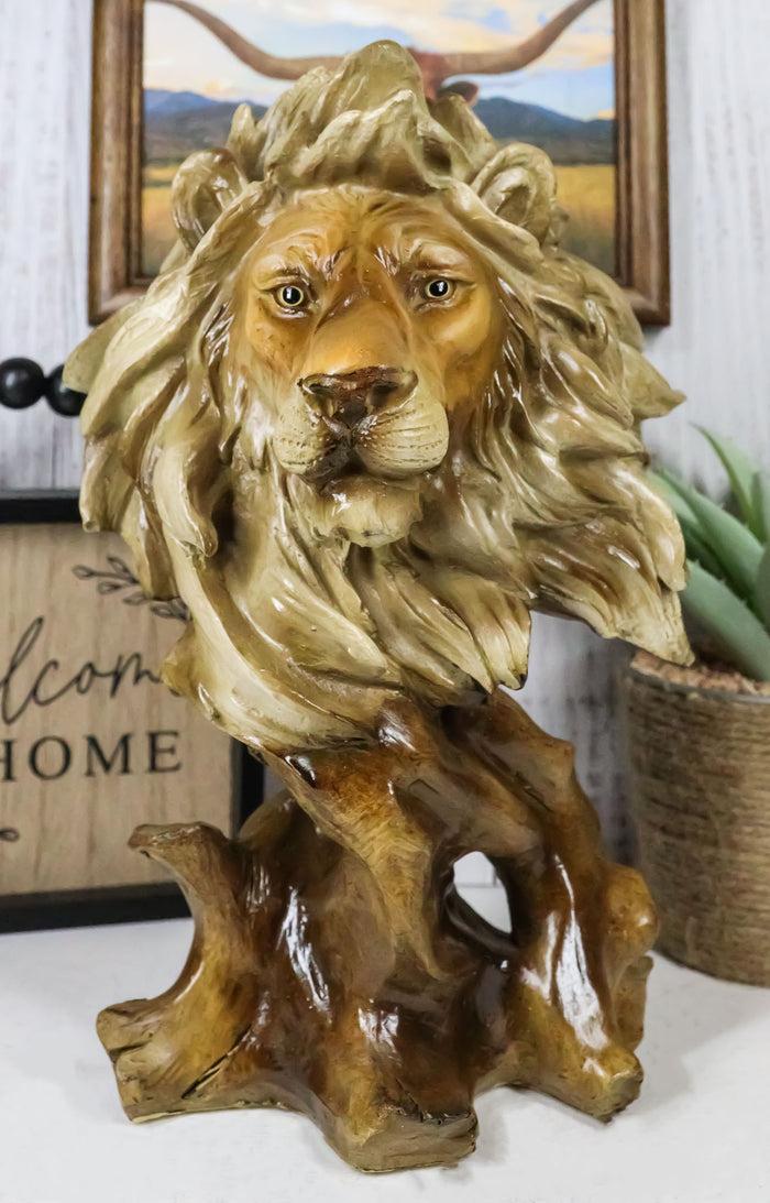ebros gift Ebros Gift Mufasa The Wise Lion King of The Jungle Bust Decorative Figurine 11.25" H Resin in Faux Wood Finish Animal Decor Safari Lions Giant Cats Pride Rock Sculpture Statue