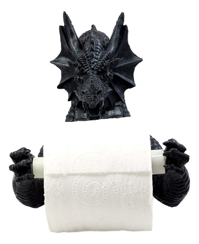 Ebros Gift Ebros Gift Mythical Gothic Ancient Serpentine Dragon Toilet Paper Holder Figurine 8.5"H Sculpture