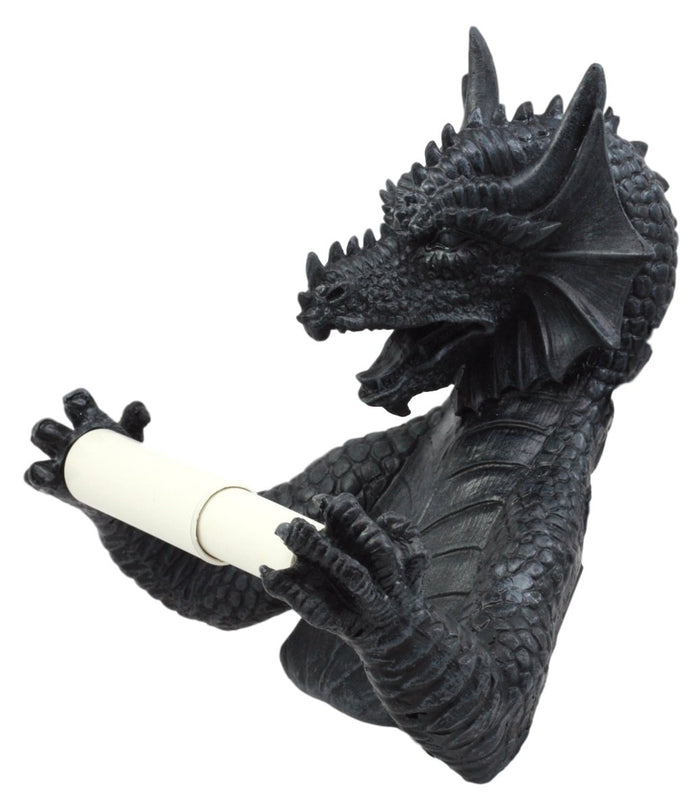 Ebros Gift Ebros Gift Mythical Gothic Ancient Serpentine Dragon Toilet Paper Holder Figurine 8.5"H Sculpture