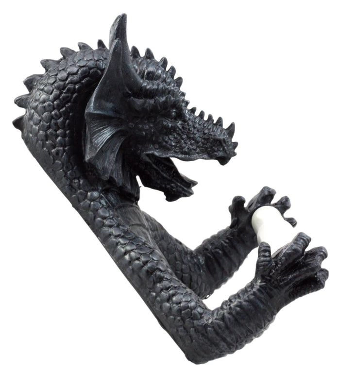 Ebros Gift Ebros Gift Mythical Gothic Ancient Serpentine Dragon Toilet Paper Holder Figurine 8.5"H Sculpture