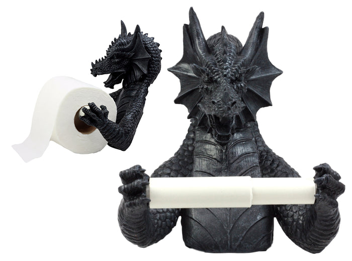 ebros gift Ebros Gift Mythical Gothic Ancient Serpentine Dragon Toilet Paper Holder Figurine 8.5"H Sculpture