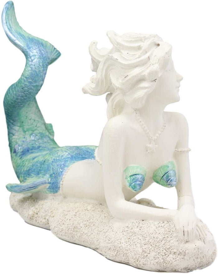 Ebros Gift Ebros Gift Nautical Capiz Blue Tailed Siren Mermaid With Seashell And Starfish Statue Ocean Aquamarine Princess Coastal Beach Under The Sea Decorative Accent (Resting On Seabed)