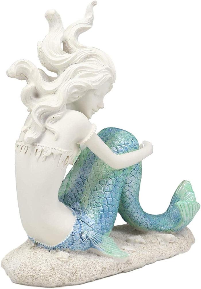 Ebros Gift Ebros Gift Nautical Capiz Blue Tailed Siren Mermaid With Seashell And Starfish Statue Ocean Aquamarine Princess Coastal Beach Under The Sea Decorative Accent (Sitting On Seabed)