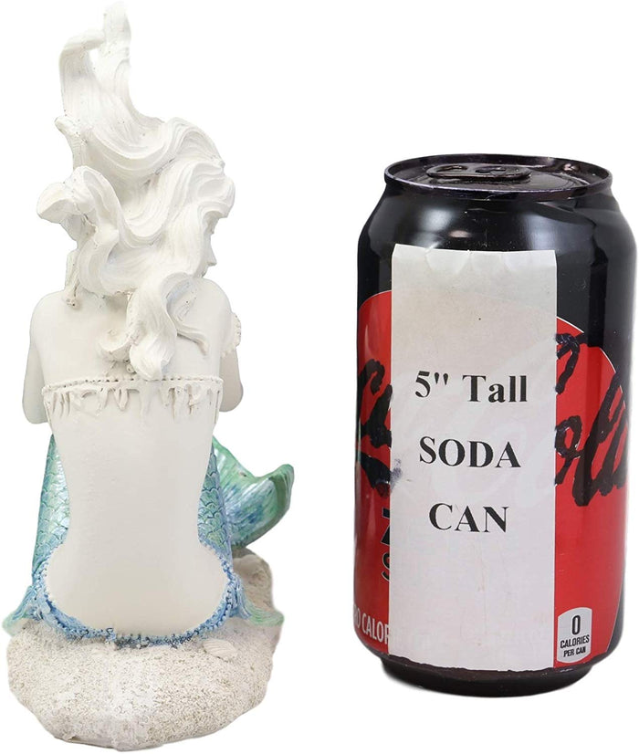 Ebros Gift Ebros Gift Nautical Capiz Blue Tailed Siren Mermaid With Seashell And Starfish Statue Ocean Aquamarine Princess Coastal Beach Under The Sea Decorative Accent (Sitting On Seabed)