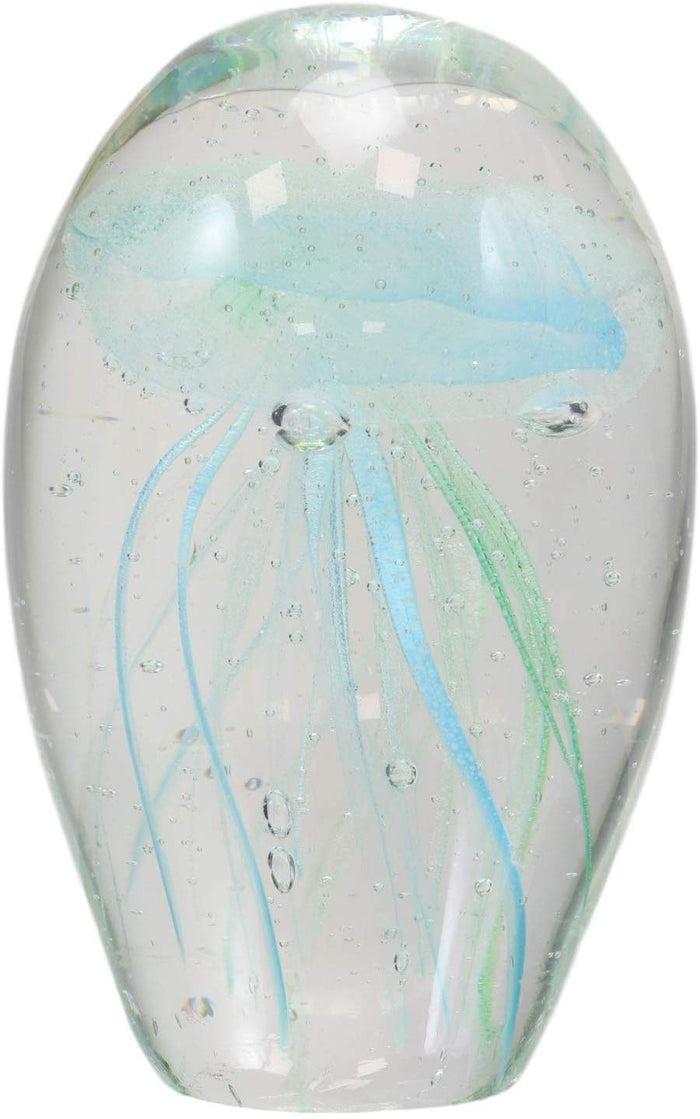 Ebros Gift Ebros Gift Nautical Teal Blue And Green Hand Blown Glass Art Glow In The Dark Jellyfish Figurine Coastal Ocean Under The Sea Paperweight Office Desktop Table Decor Accent