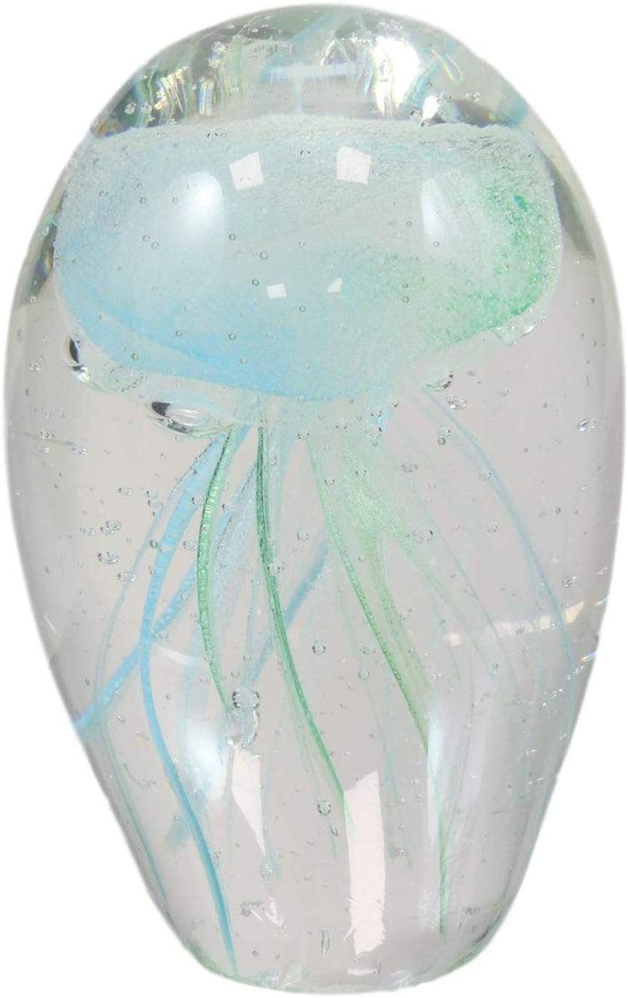 Ebros Gift Ebros Gift Nautical Teal Blue And Green Hand Blown Glass Art Glow In The Dark Jellyfish Figurine Coastal Ocean Under The Sea Paperweight Office Desktop Table Decor Accent