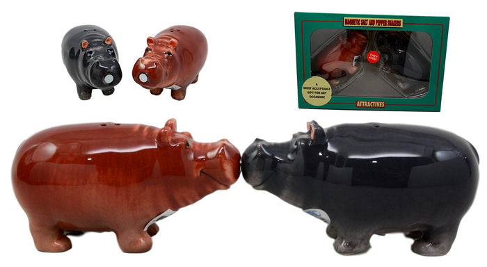 ebros gift Ebros Gift Nile River Hippo Salt & Pepper Shakers Ceramic Magnetic Figurine Set 4"L