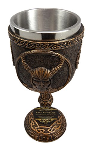Ebros Gift Ebros Gift Norse Mythology Shapeshifter Trickster God Jotunn Loki 6oz Resin Wine Goblet Chalice With Stainless Steel Liner