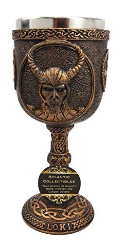 ebros gift Ebros Gift Norse Mythology Shapeshifter Trickster God Jotunn Loki 6oz Resin Wine Goblet Chalice With Stainless Steel Liner