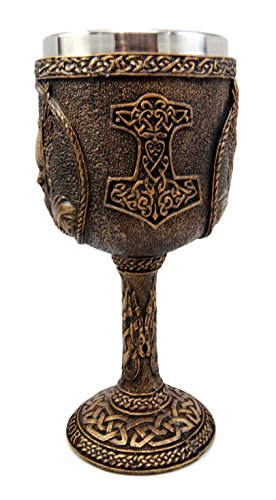 Ebros Gift Ebros Gift Norse Mythology Thor God Of Thunder Asgard Prince 7oz Resin Wine Goblet Chalice With Stainless Steel Liner Ancient Celtic Nordic Viking Decor Kitchen And Dining Accessory