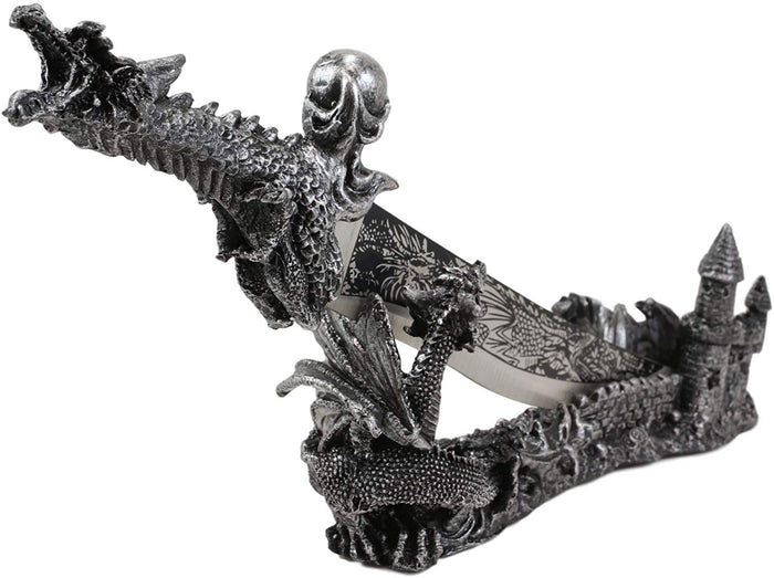 Ebros Gift Ebros Gift Obsidian Athame Dragon Blade Letter Opener With Castle Base Stand Set