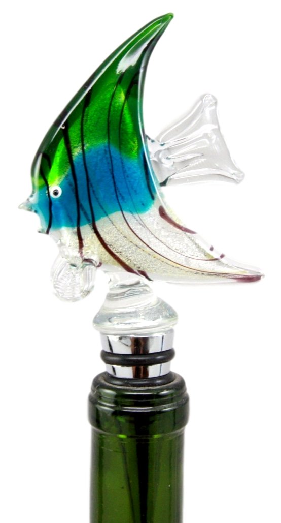 Ebros Gift Ebros Gift Ocean Saltwater Angelfish Wine Bottle Topper Stopper Metal Rubber Cork Kitchen Party Hosting Accessory 6.25"H