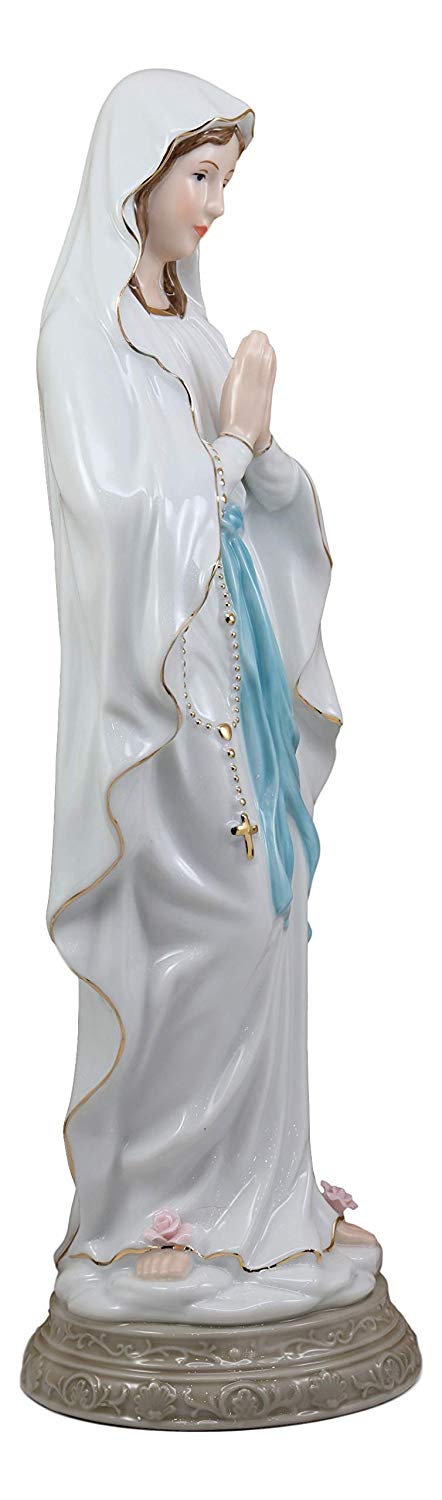Ebros Gift Ebros Gift Our Lady Of Lourdes Roman Catholic Blessed Virgin Mary Fine Porcelain Statue 16" Tall Home Altar Decor Sculpture The Marian Apparitions Christian Decorative Earthenware