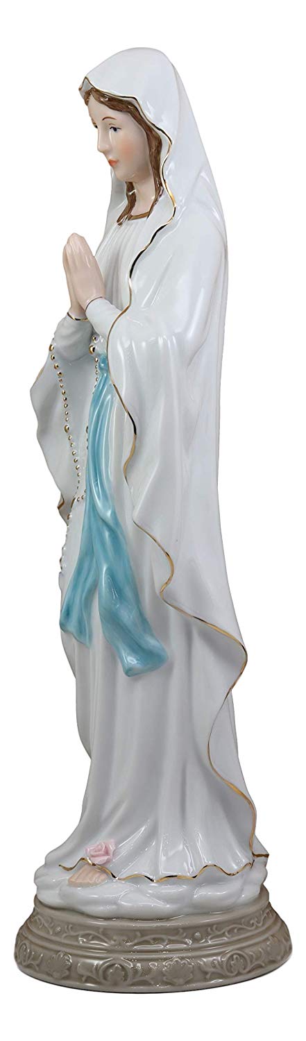 Ebros Gift Ebros Gift Our Lady Of Lourdes Roman Catholic Blessed Virgin Mary Fine Porcelain Statue 16" Tall Home Altar Decor Sculpture The Marian Apparitions Christian Decorative Earthenware