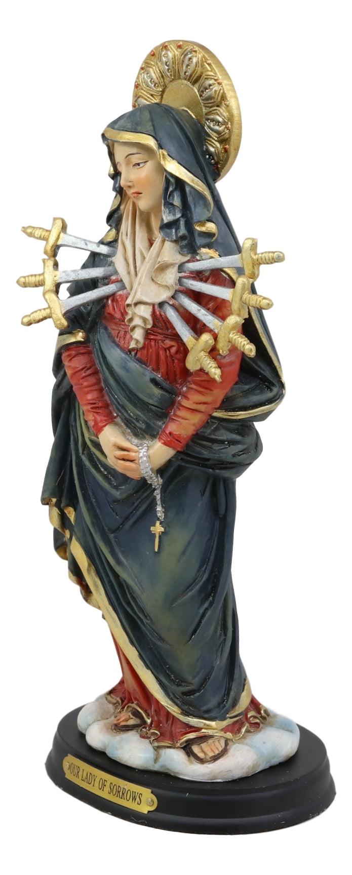 Ebros Gift Ebros Gift Our Lady Of Seven Sorrows Mater Dolorosa Standing Blessed Virgin Mary Statue On Pedestal Base With Brass Inscription 8.5" Tall Figurine