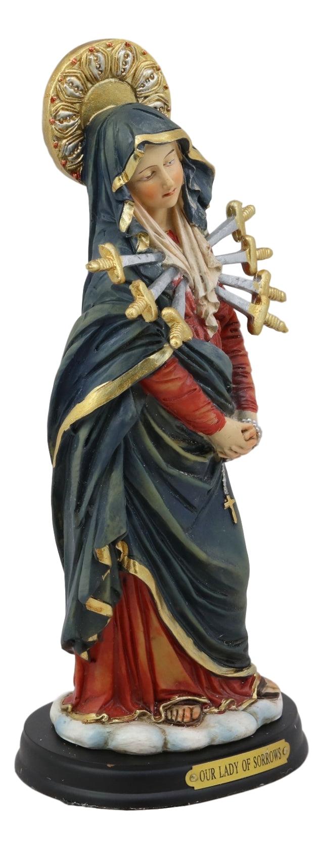 Ebros Gift Ebros Gift Our Lady Of Seven Sorrows Mater Dolorosa Standing Blessed Virgin Mary Statue On Pedestal Base With Brass Inscription 8.5" Tall Figurine
