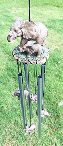 Ebros Gift Ebros Gift Pachyderm Elephant Family Striding The Plains Resonant Relaxing Wind Chime Patio Garden Decor Decorative Figurine Noisemaker Elephants Baby Calf Safari Grasslands