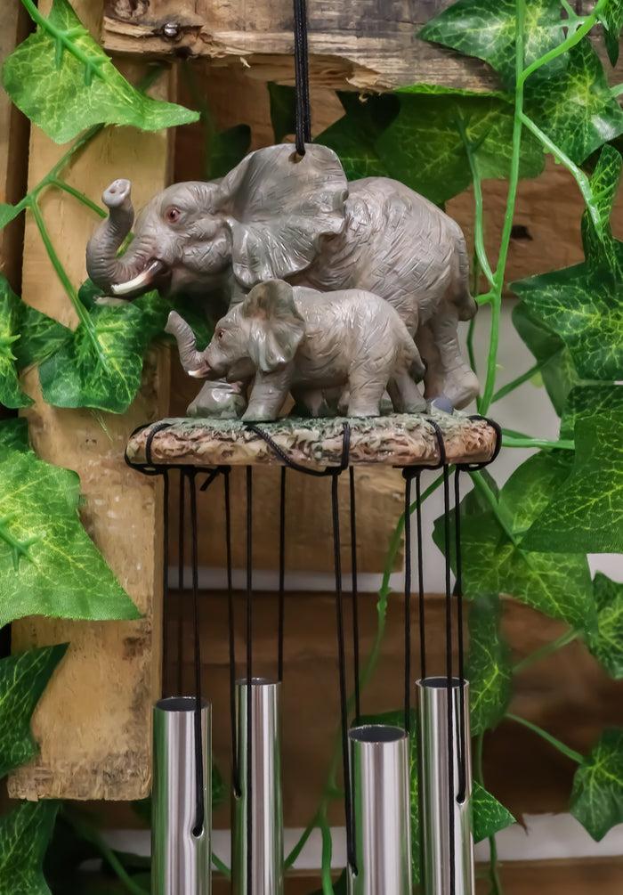 Ebros Gift Ebros Gift Pachyderm Elephant Family Striding The Plains Resonant Relaxing Wind Chime Patio Garden Decor Decorative Figurine Noisemaker Elephants Baby Calf Safari Grasslands