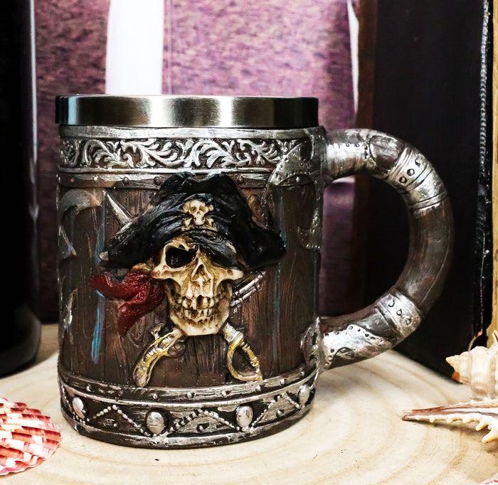 ebros gift Ebros Gift Pirates of Caribbean Seas Bandana Skull With Cross Swords Tankard Coffee Beer Mug Cup