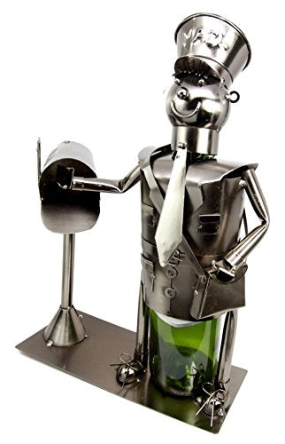 Ebros Gift Ebros Gift Postmaster Mailman By The Mail Box Hand Made Metal Wine Bottle Holder Caddy Decor Figurine 14.25"H