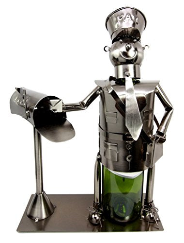 ebros gift Ebros Gift Postmaster Mailman By The Mail Box Hand Made Metal Wine Bottle Holder Caddy Decor Figurine 14.25"H